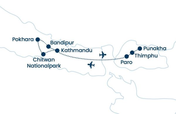 Routenkarte-Nepal&Bhutan
